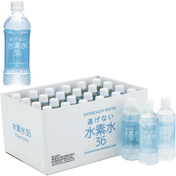 水素水36(ブルーラベル/500ml)〔ペットボトル入り水素水〕(24本ケース)【奥長良川名水】※送料別途徴求※